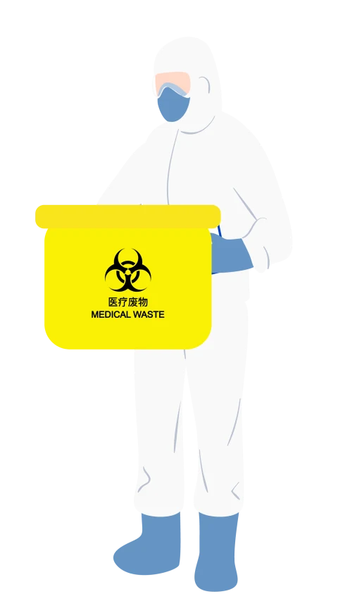 院内收集：转运人员收集医废桶